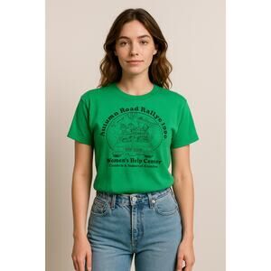 Vintage 1990 Autumn Road Rallye Women’s Help Center Green Tee Screen Stars L